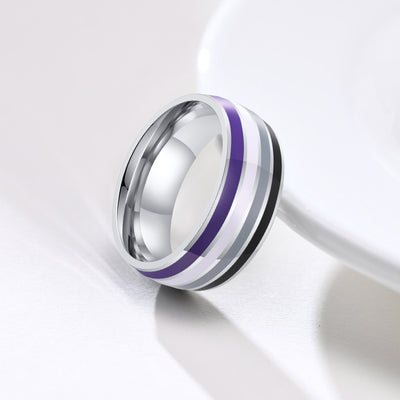 Ring Color 8mm Men's Same Color Flag Ring Foreign Trade Jewelry Wholesale Rainbow Color