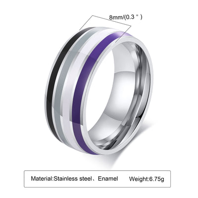 Ring Color 8mm Men's Same Color Flag Ring Foreign Trade Jewelry Wholesale Rainbow Color